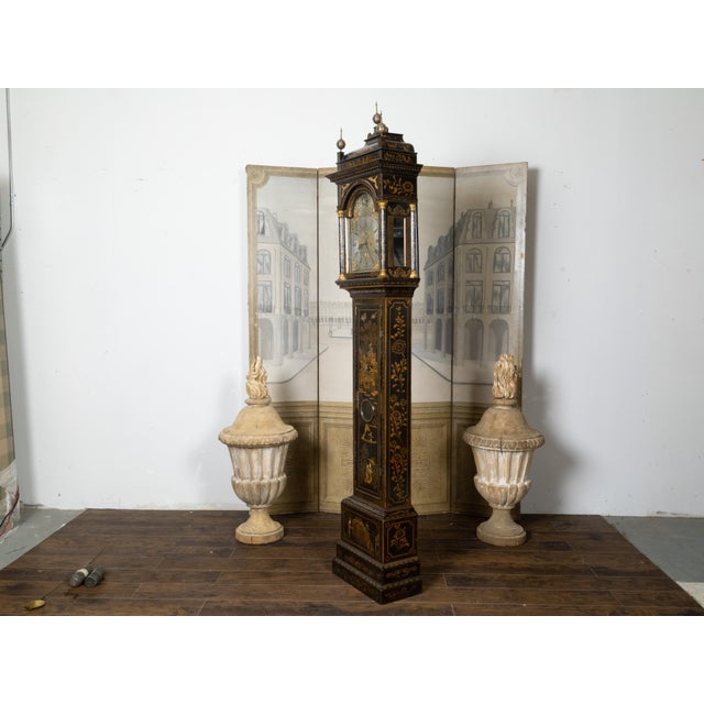 18th Century English George III 18th Century Japanned Tall Case Clock with Chinoiserie Décor For Sale - Image 5 of 12