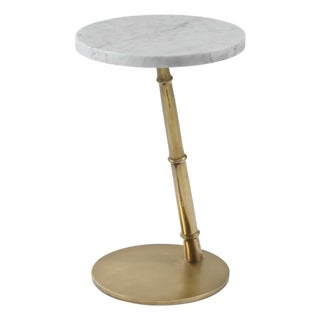 Marble Top Accent Table in Satin Bronze For Sale