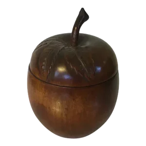 Vintage English Art Deco Mahogany Apple Form Tea Caddy Box