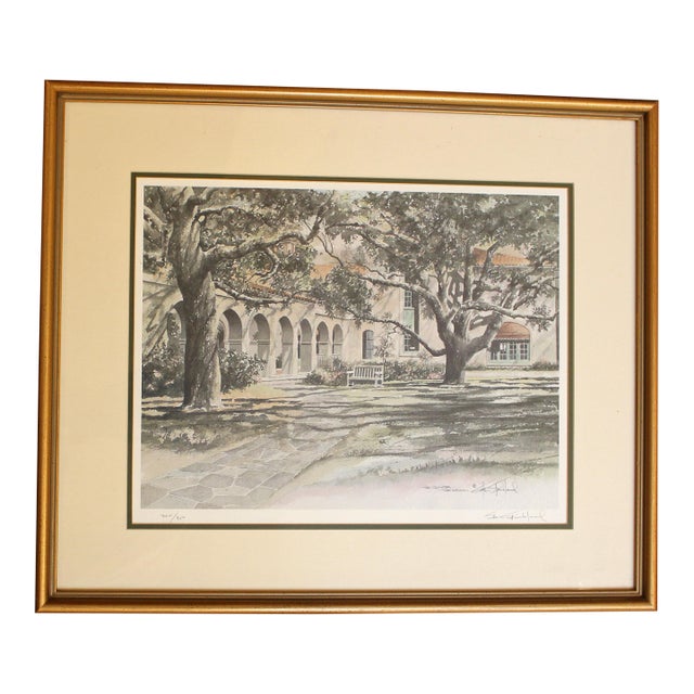 "The Cloister at Sea Island" Print by Stan (Joel) Strickland, Circa 1980 For Sale