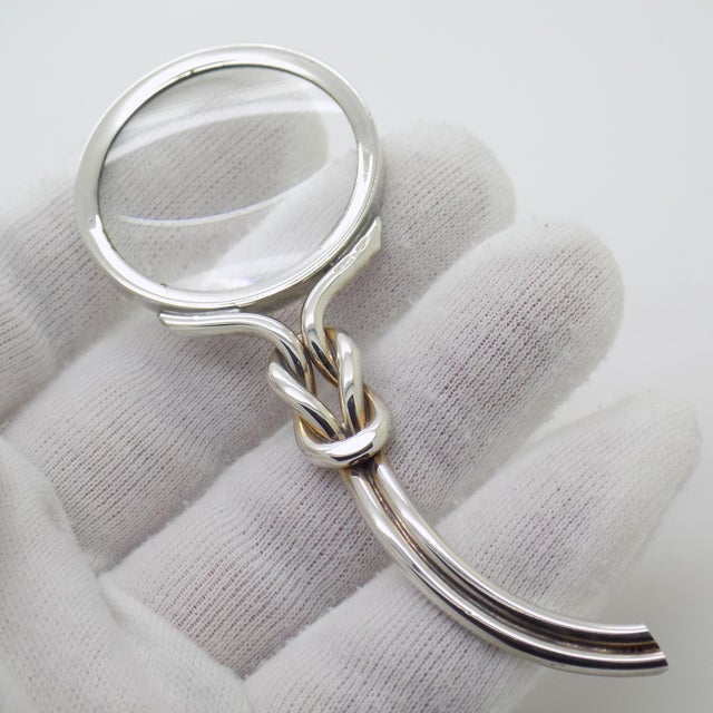 Vintage Italian Handmade Genuine Silver Paper Knife and Magnifier Desk Set For Sale - Image 9 of 18