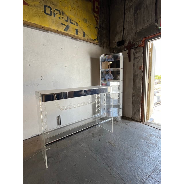 Mid-Century Modern Mid Century Luigi Bardini Illuminated Lucite Bar and Corner Shelving For Sale - Image 3 of 11