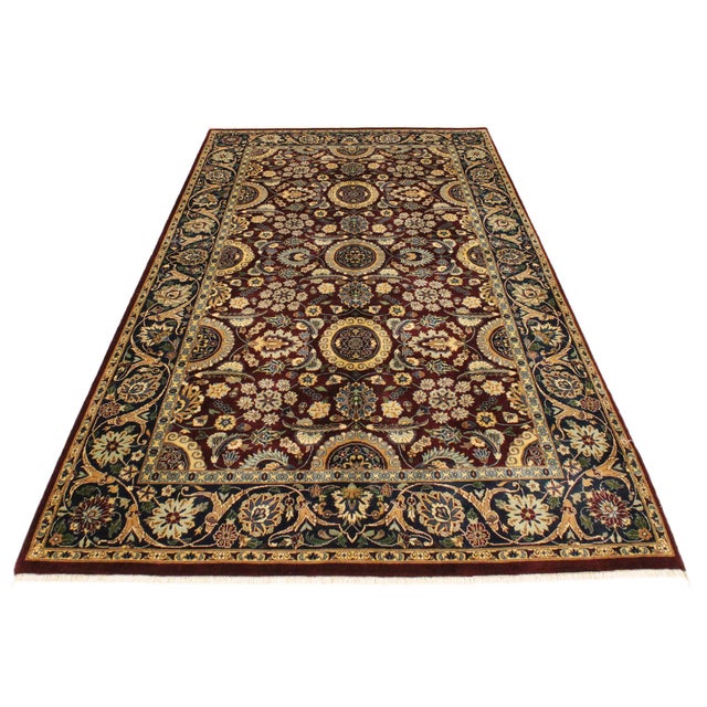 1990s Classic 1990's Pak-Persian Maroon/Blue Wool Rug - 4'7'' X 7'3'' For Sale - Image 5 of 9