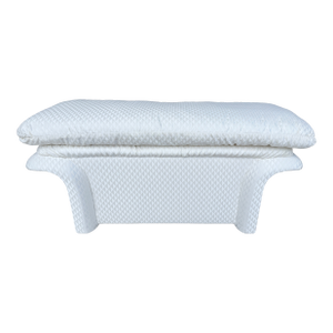 Asian Inspired White Diamond Pattern Bench From 80's