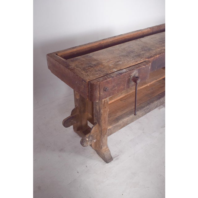 Brown Portuguese Woodworkers Workbench, 1950s For Sale - Image 8 of 9