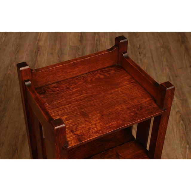 Mission Stickley Brothers Antique Mission Oak Magazine Stand Bookcase For Sale - Image 3 of 18
