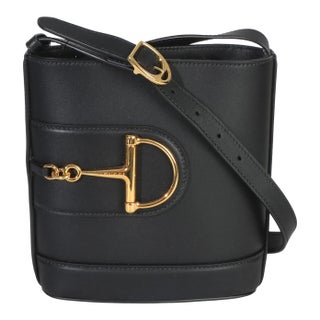 Black Smooth Calfskin Hasler Horsebit 73 Small Bucket Bag For Sale