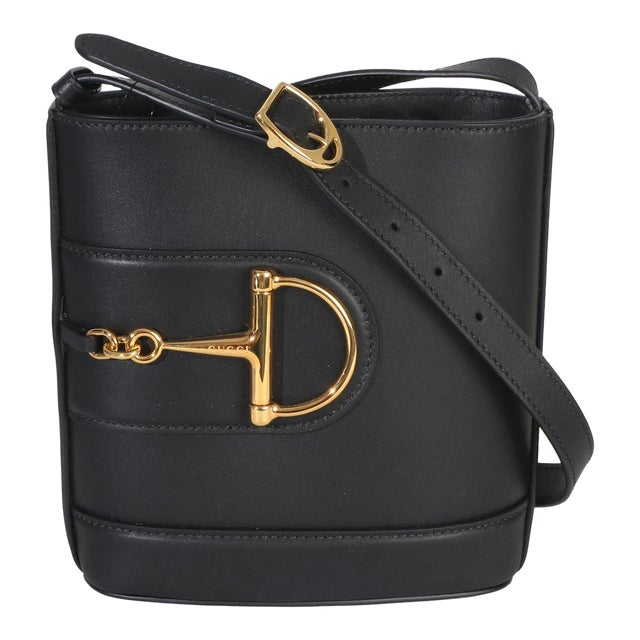 Black Smooth Calfskin Hasler Horsebit 73 Small Bucket Bag For Sale
