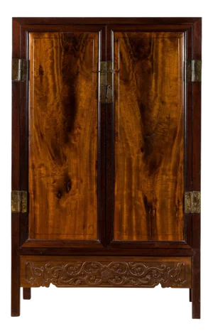Chinese Two-Toned Early 20th Century Cabinet with Carved Apron and Inner Drawers