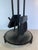 Mid-Century Modern Black Iron & Brass Fireplace Tool Set With Stand For Sale - Image 4 of 8