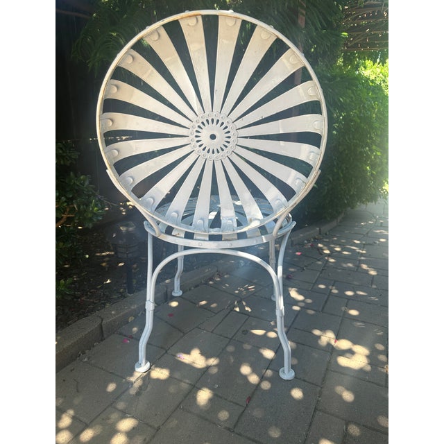 Art Nouveau 1920s Francois Carre Metal Garden Chair Sunburst For Sale - Image 3 of 10