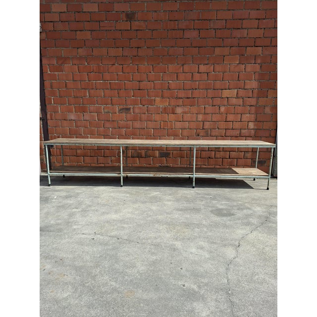 Industrial Workbench in Metal and Wood For Sale - Image 11 of 11