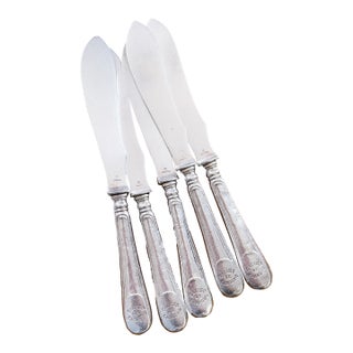 Antique Christofle Silver Plated Fish Knives From the Casino De Cabourg France - 5 Pieces For Sale