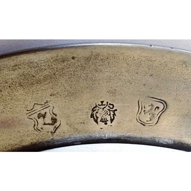 Italian Bassano Plates Mounted in Pewter - A Pair For Sale - Image 5 of 5
