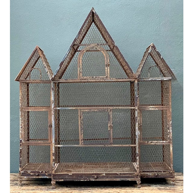 Vintage Monumental Architectural Wire Birdhouse For Sale - Image 9 of 12