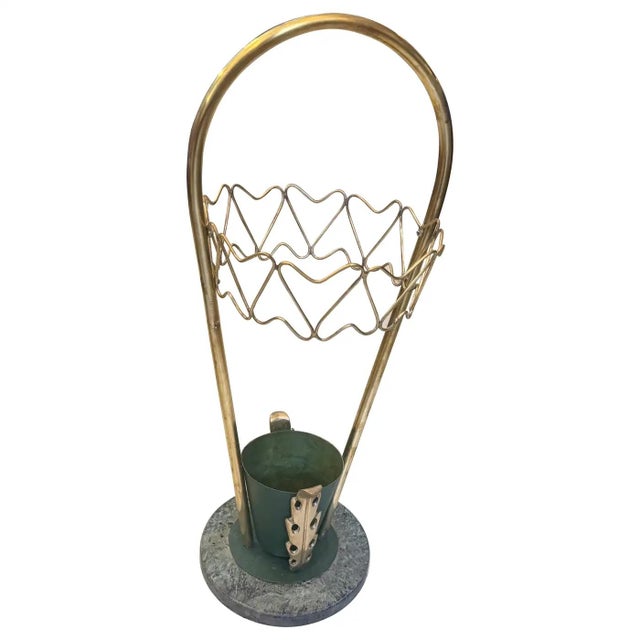 This exceptional 1950s Italian umbrella stand, in the style of the legendary Gio Ponti, is a quintessential example of...