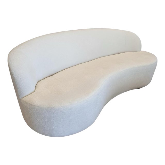 New Bernhardt Mid Century Style Curved Cloud Sofa For Sale