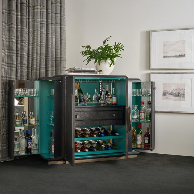 2020s Black Art Deco Bar Cabinet For Sale - Image 5 of 11