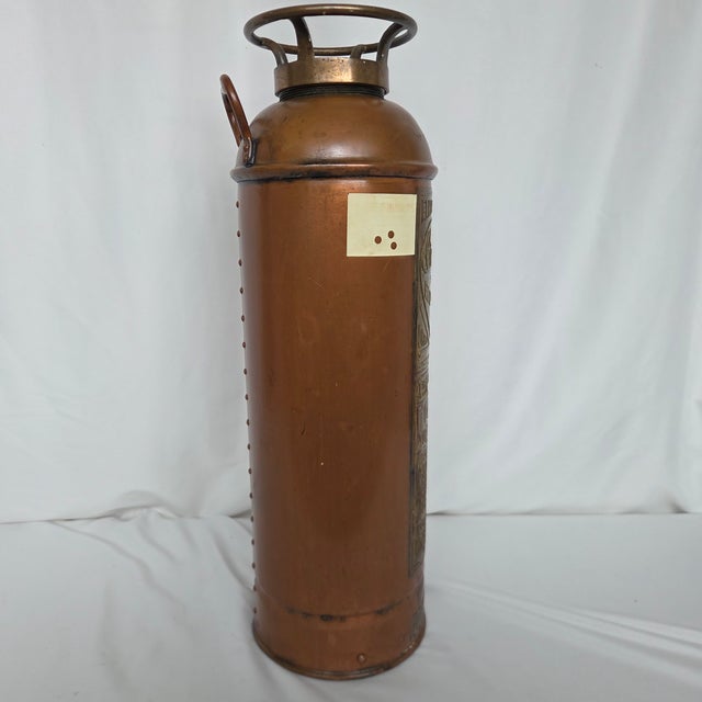 Metal Mid-Century Elkhart Brass 2.5 Gal Soda-Acid Vintage Fire Extinguisher W/ Pyrene Bottle For Sale - Image 7 of 18