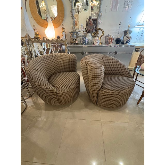 Vintage Pair Vladimir Kagan Nautilus Corkscrew Swivel Lounge Chairs For Sale - Image 10 of 12