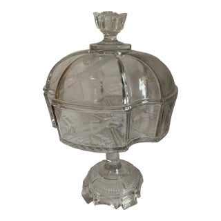 Vintage Art Deco Style Lidded Pedestal Compote /Candy Dish For Sale