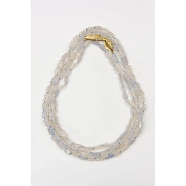 Early 21st Century Marlene Stowe Chalcedony Bead Diamond Gold Clasp Necklace For Sale - Image 5 of 12