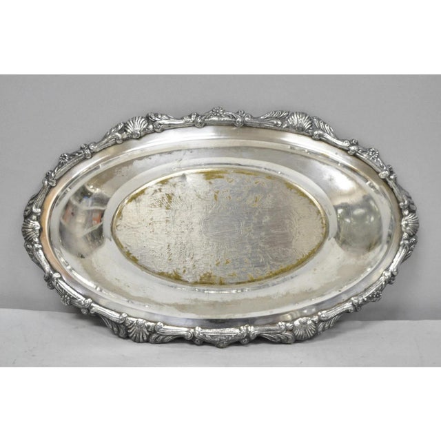 Vintage Victorian Style Silver Plated Oval 13.5" Trinket Serving Dish (A) For Sale - Image 12 of 17