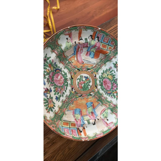 Rose One 9.5” Rose Medallion Bowl - Genuine Porcelain 1860-1885 For Sale - Image 8 of 10