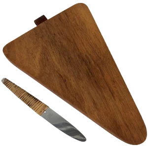 Triangular Walnut Cutting Board with Amboss Knife from Werkstätte Carl Auböck, 1950s, Set of 2