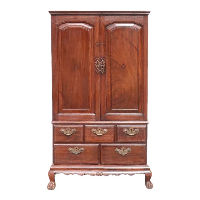 Small Anglo Indian Rosewood Two-Part Linen Press Cupboard For Sale