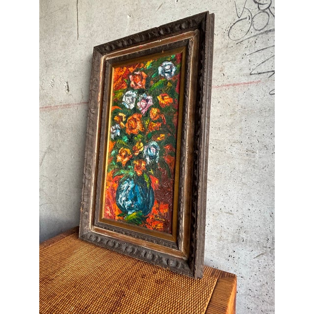 Mid Century Modern Impasto Still Life - Framed Oil Painting For Sale - Image 9 of 9