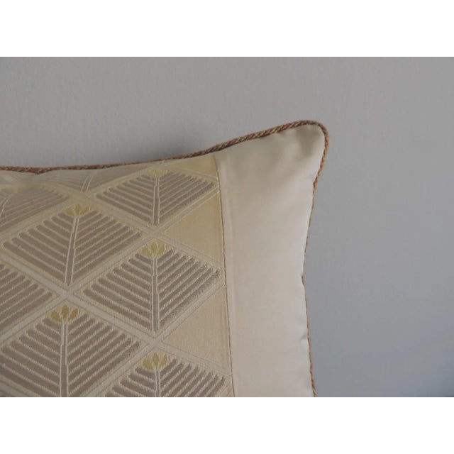 Vintage Gold & Silver Silk Woven Obi Decorative Bolster Pillow For Sale - Image 4 of 7