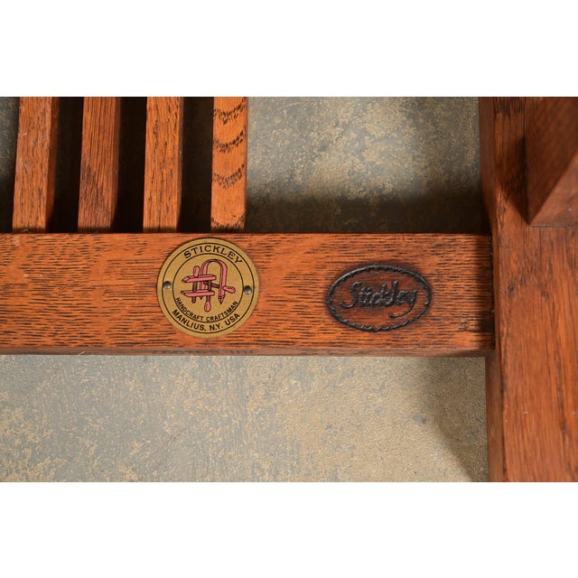 Stickley Mission Oak Arts & Crafts Reclining Morris Lounge Chair With Ottoman For Sale - Image 12 of 14