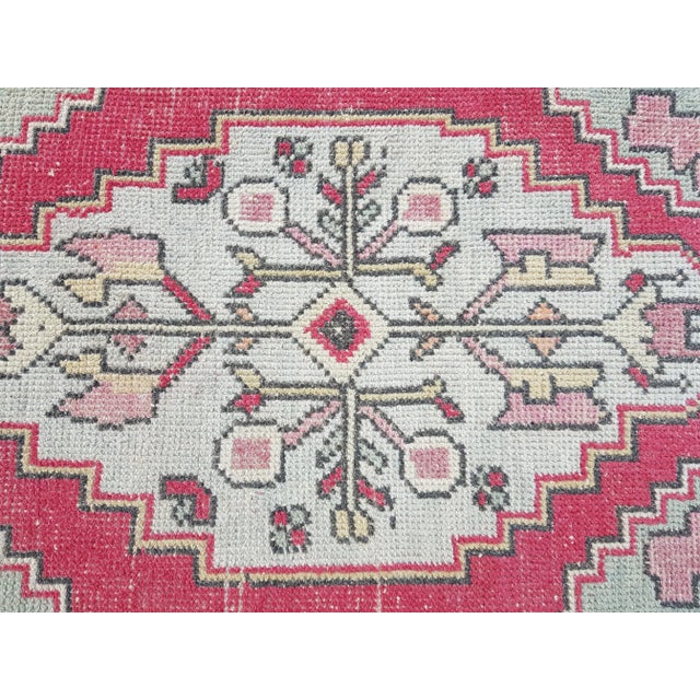 Oushak Vintage Geometric Rug For Sale - Image 4 of 5