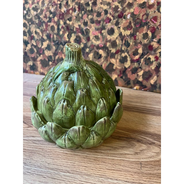Up for consideration is a beautiful vintage ceramic green artichoke dish. This would look lovely in your home and it is a...