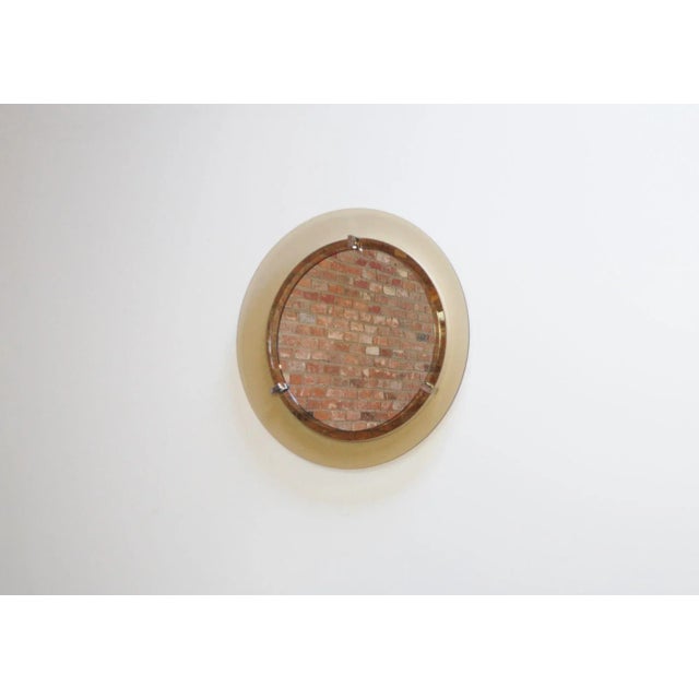 Mid-Century Modern Italian Modernist Smoked Glass Circular Wall Mirror by Veca For Sale - Image 3 of 12