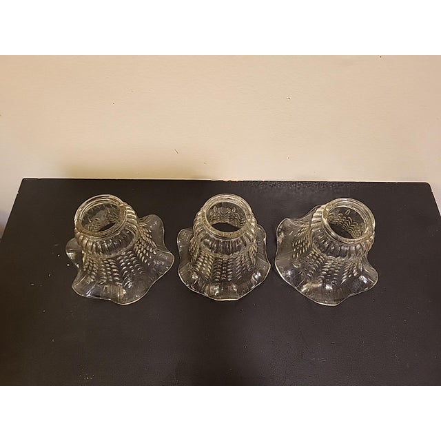 Mid 19th Century Vintage Ruffled Lamp Shades Pressed Glass 19th Century For Sale - Image 5 of 10