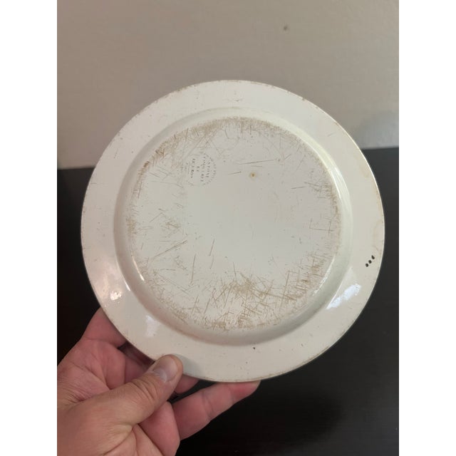 Black A Antique French Creamware Plate With Black Transfer Decoration, "1re Vue Du Louvre", Circa 1800 For Sale - Image 8 of 11