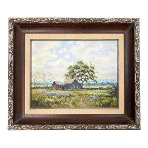 Mid 20th Century Original Bluebonnet Landscape Painting by Renne Hughes
