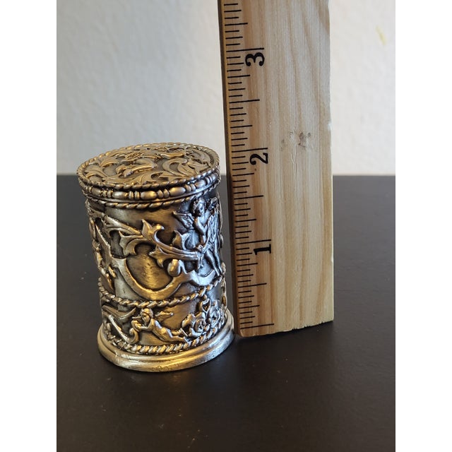 Vintage Stamp Roll Holder Pewter Angels Cherub For Sale - Image 11 of 11
