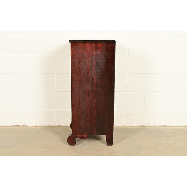 Wood Antique American Empire Carved Mahogany Music Cabinet, Circa 1890s For Sale - Image 7 of 9