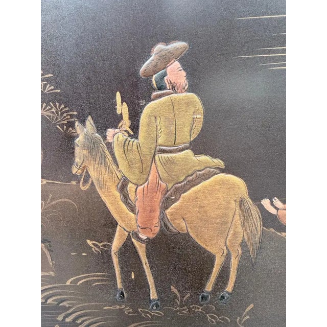 Asian Chinoiserie Coromandel Six-Panel Gilt Bronze Folding Screen For Sale - Image 4 of 14