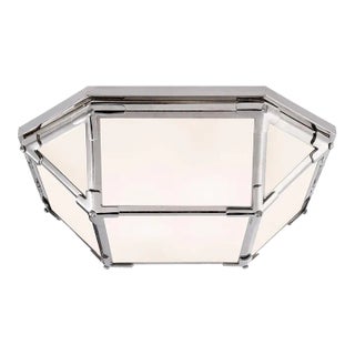 Suzanne Kasler for Visual Comfort Signature Morris Flush Mount in Polished Nickel with White Glass For Sale