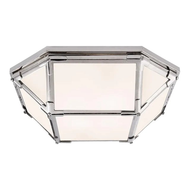 Suzanne Kasler for Visual Comfort Signature Morris Flush Mount in Polished Nickel with White Glass For Sale