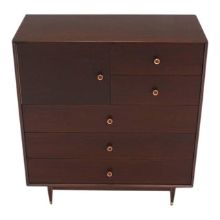 Mid-Century Modern Walnut High Chest Dresser For Sale