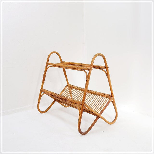 Vintage Dutch Rattan Magazine Rack, 1960s For Sale - Image 8 of 14