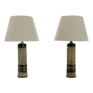 Mid-Century Modern Table Lamps in Stoneware by Olle Alberius for Rörstrand, 1970s, Set of 2 For Sale