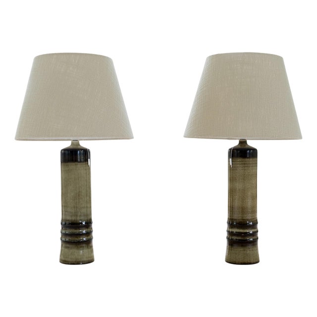 Mid-Century Modern Table Lamps in Stoneware by Olle Alberius for Rörstrand, 1970s, Set of 2 For Sale