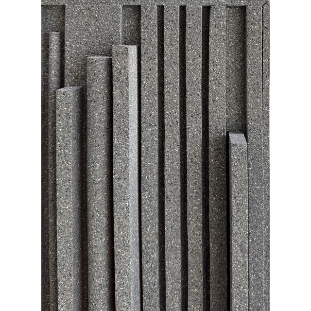 Lines of Stone Grey Hank Hecht Wood Assemblage Wall Sculpture, 2002 For Sale - Image 4 of 11