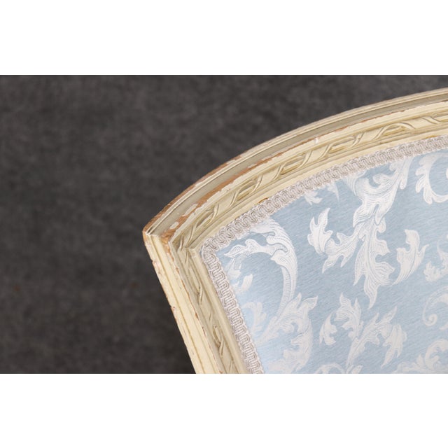Pair French Louis XV Style Blue Upholstered Bergères Chairs Attr to Jansen For Sale - Image 12 of 17